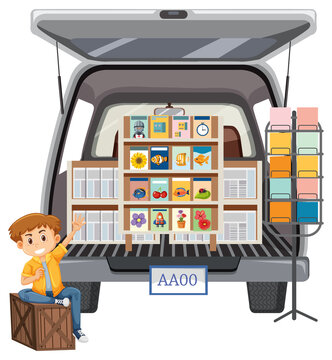 recommend clip art: Boy sitting at the yard sale