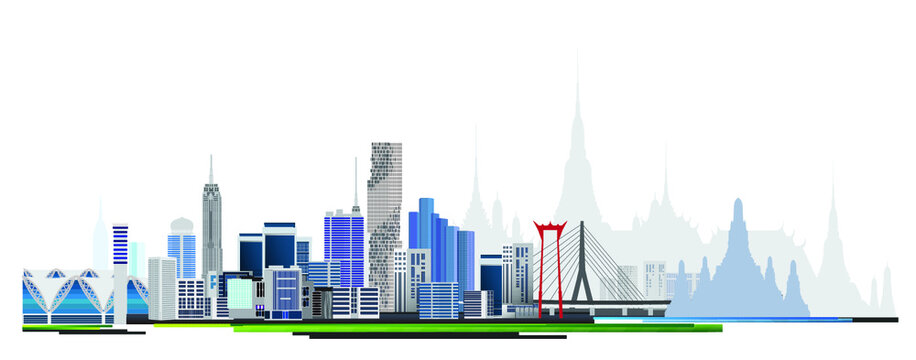 Modern town. Urban city scape. Bangkok. Thailand.