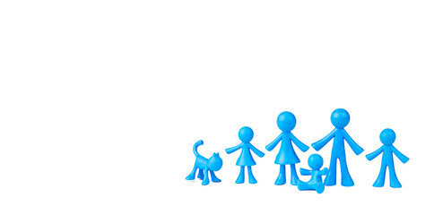 A family of blue men on a gray background. Traditional Family Concept