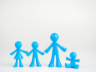 Blue men on a gray background. Father and children concept, father's day