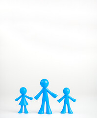 Blue men on a gray background. Father and children concept, father's day