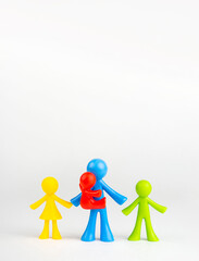Multicolored men on a gray background. Father and children concept, father's day