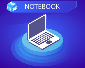 Notebook isometric design icon. Vector web illustration. 3d colorful concept