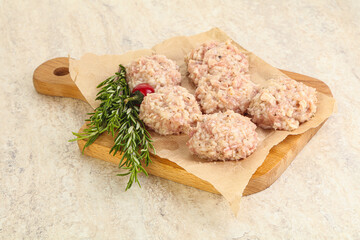 Traditional homemade raw pork meatballs