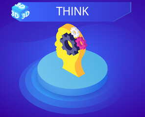 Think isometric design icon. Vector web illustration. 3d colorful concept