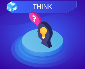 Think isometric design icon. Vector web illustration. 3d colorful concept