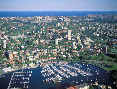 A large marina in Rushcutters Bay on Sydney Harbour.
