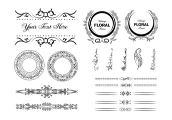 Vintage frames, dividers mega set isolated on white. Calligraphic design elements.
