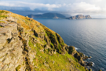 Seascape view at the Norwegian rocky coastline