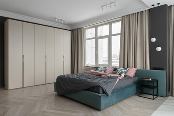 bedroom, interior of a bedroom, wardrobe