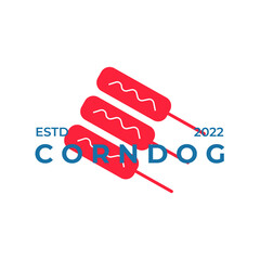 Vintage korean street food illustration logo corndog