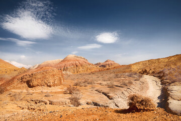 Red mountains at canyon in the desert