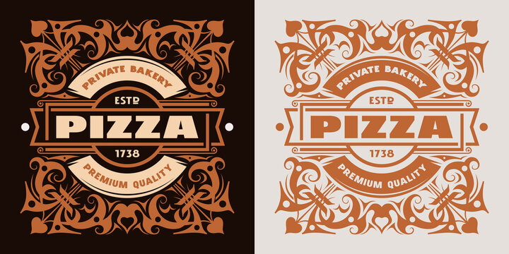 Template decorative label for the pizza box