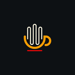 Wave coffee cup. Drink logo design with letter W monogram.