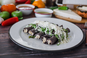 Mexican Tacos Dorados or flautas de pollo traditional food in Mexico