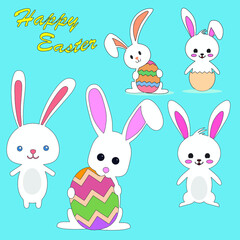 Lovely Easter Bunny with Decorated Egg Vectors