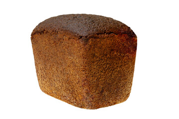Black rye bread square shape on a white background, full focus, clipping path, no shadows. rye bread on a white background