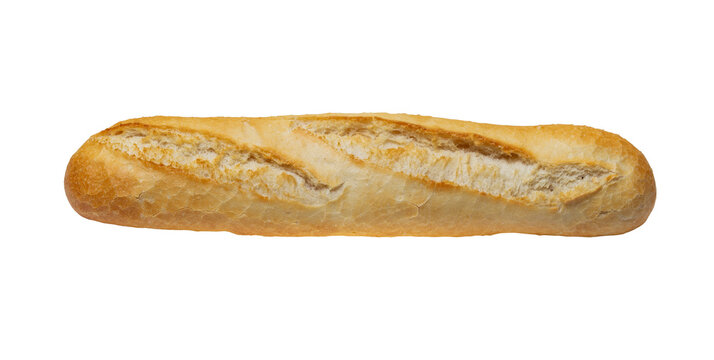 Baguette fresh, crispy isolate on a white background full focus, clipping path, no shadows. Baquette on White Background.
