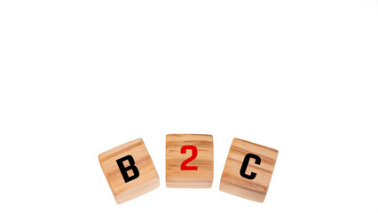 B2C symbol. business for the client on cubes on a white background. Business and B2C concept. Copy space.