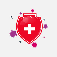 Immune system icon, logo. Virus germ, bacteria protection. Safety logo. Immunity logo, illustration with germs, viruses., bacterias. Immune system vector icon, logo isolated on the white background. 