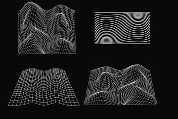 Streetwear mesh Assets 3D wareframe grid futuristic shape abstract urban style collection