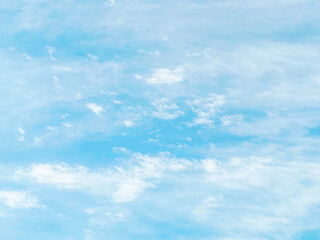 White clouds with blue sky in a sunny day. Pastel colour of sky in the morning. Concept of new life beginning, freedom of life and peaceful.