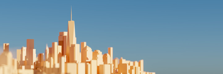 New York skyscrapers web banner with copy space. 3D rendering