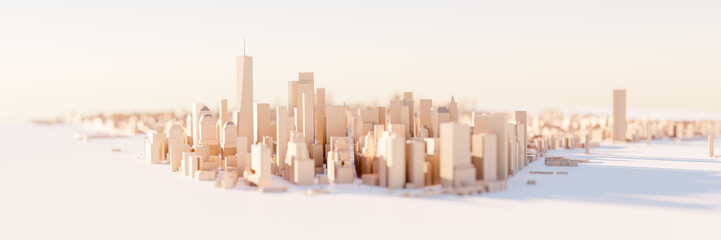 New York City skyline. 3D miniature Manhattan. 3D rendering.