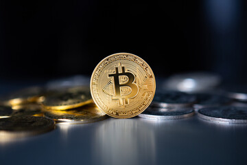 bitcoin crypto curreny on black background