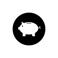 Piggy bank icon in black round
