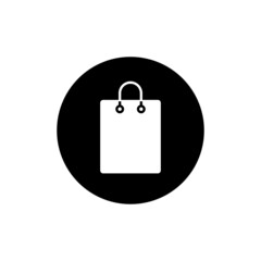 Shopping bag icon in black round