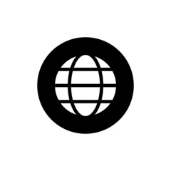 World globe icon in black round
