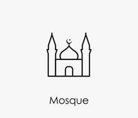 Mosque vector icon. Editable stroke. Symbol in Line Art Style for Design, Presentation, Website or Apps Elements, Logo. Pixel vector graphics - Vector