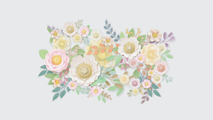 3D rendering Flowers pastel background.Spring, nature and cosmetology concept. Botanical background.