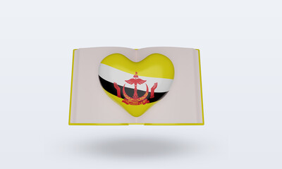 Obraz premium 3d world book day Brunei Darussalam flag rendering front view