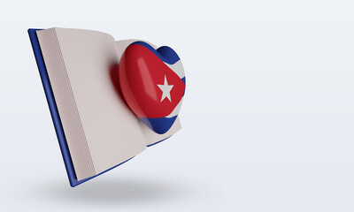 3d world book day Cuba flag rendering left view