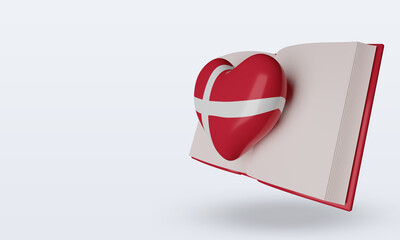 3d world book day Denmark flag rendering right view