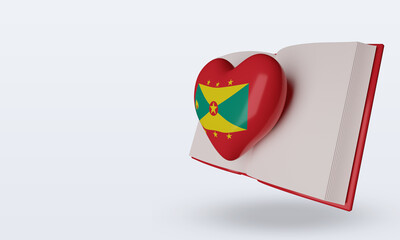 3d world book day Grenada flag rendering right view - obrazy, fototapety, plakaty