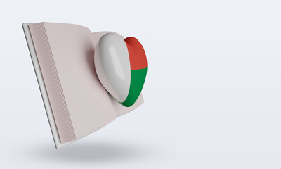 3d world book day Madagascar flag rendering left view
