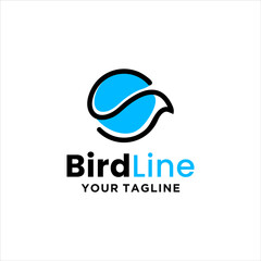 Elegant Bird monoline logo design template