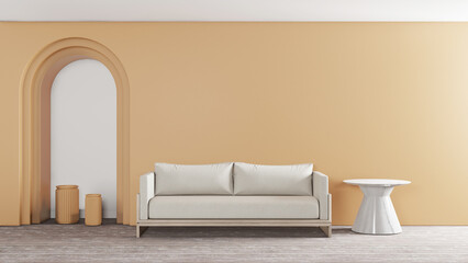 White sofa on empty arch wall