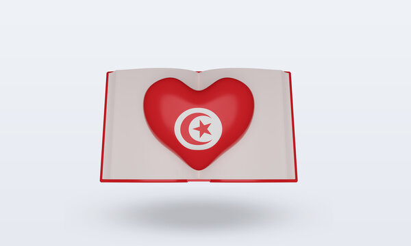 3d world book day Tunisia flag rendering front view