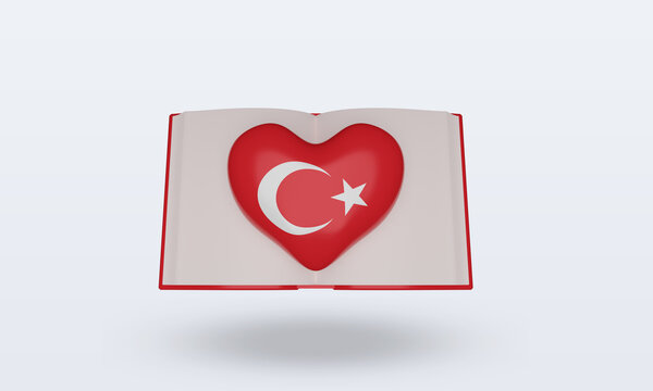 3d world book day Turkey flag rendering front view