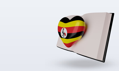 Fototapeta na wymiar 3d world book day Uganda flag rendering right view