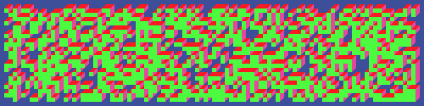 Implementation of Edward Zajec&rsquo;s &ldquo;Il Cubo&rdquo; from 1971. Essentially a Truchet tile set of 8 tiles and rules for placement art illustration