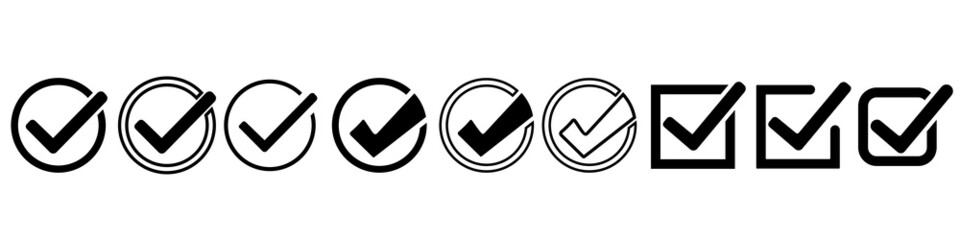 Approved icon vector set. check mark illustration symbol collection. agree sign. ok logo.