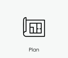 House plan vector icon. Editable stroke. Symbol in Line Art Style for Design, Presentation, Website or Apps Elements, Logo. Pixel vector graphics - Vector