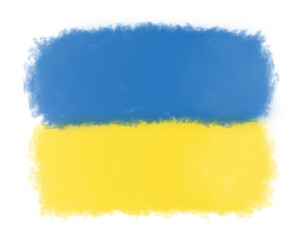 Ukrainian flag painted on white background