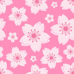 Sakura flower seamless pattern vector illustration. Cherry blossom falling on pink background..