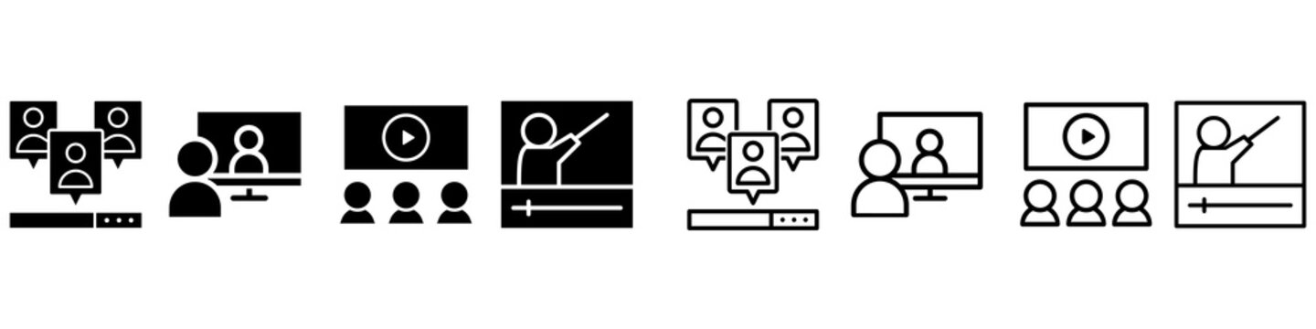 Online learning vector icon set. web seminar illustration sign collection. study symbol.